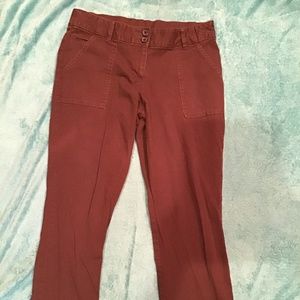 💚3/$25 White Stag size 8 petite brown casual slacks 2 brown & black buttons